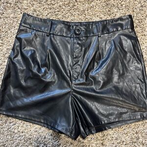 Black Faux Leather Shorts
